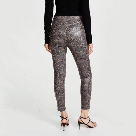 NWT J Brand brown & black snakeskin boa high rise cropped skinny coated jeans - Picture 7 of 15
